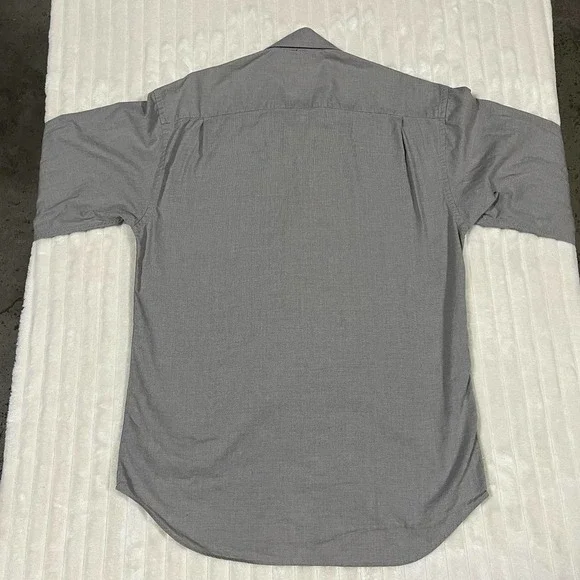 Vintage Christian Dior Chemise Button Up Shirt Gray Check Collar 15.5 Neck 34/35 - Picture 5 of 8